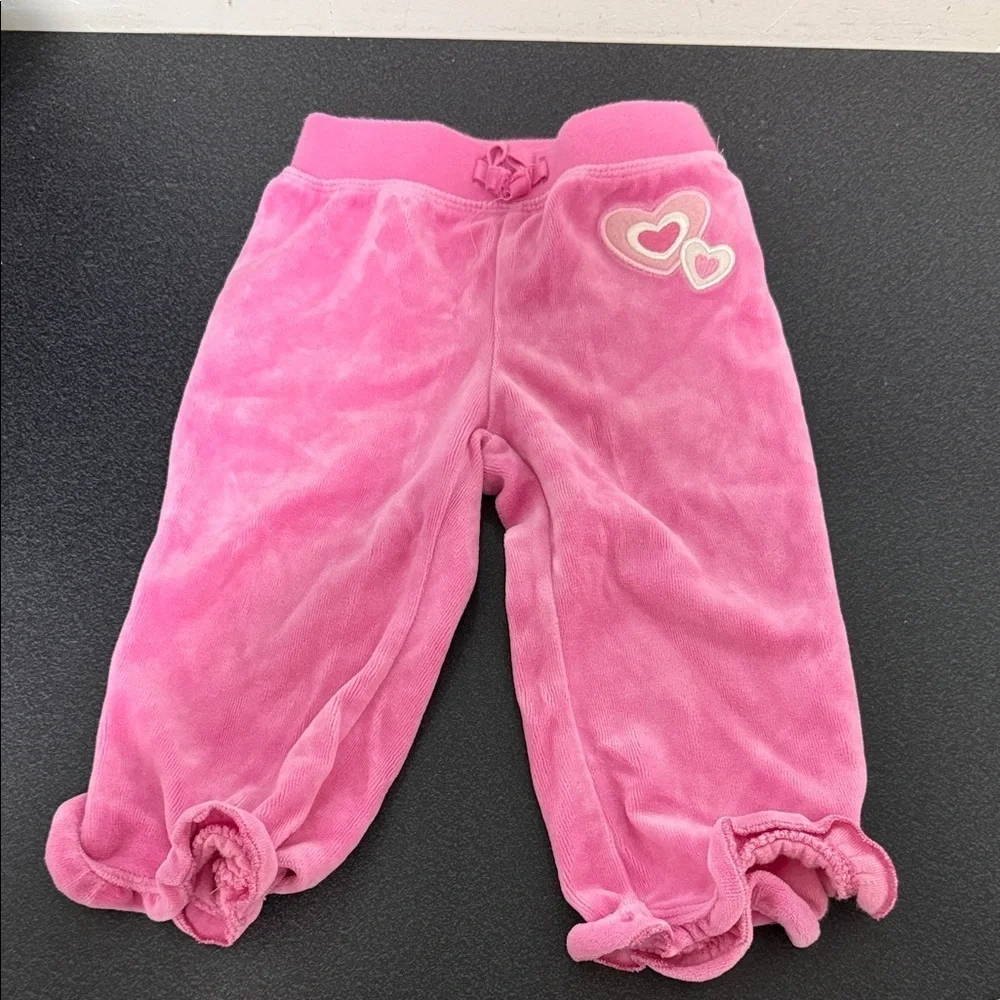 The Children's Place Pink Velour Baby Pants with Heart Accents Y2K